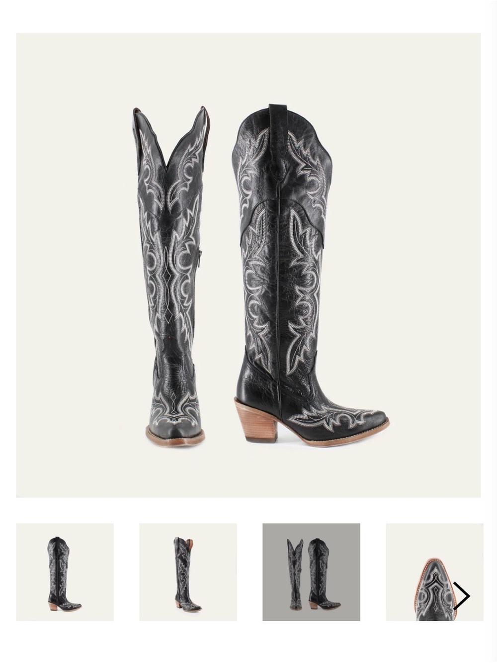 Buck & Brana Tall Western Boots – Black Embroidered Knee-High Boots 7.5